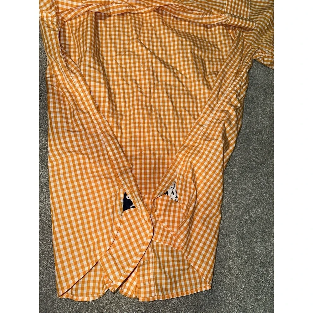 Lily Pulitzer Shirt Mens Large Orange Gingham Check Plaid Wyeth 100s 2 Ply #N - Picture 6 of 6